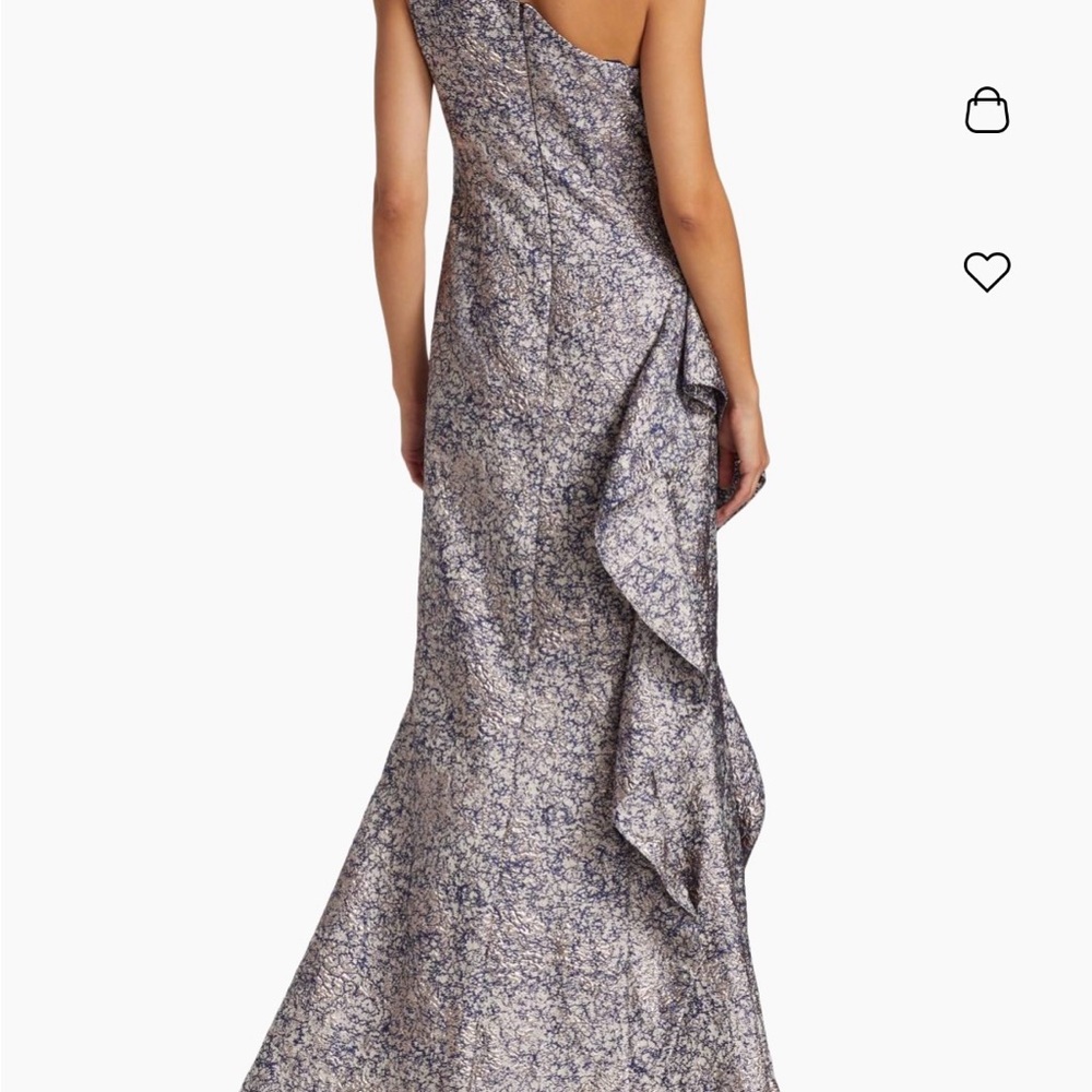 ✨Teri Jon for Rickie Freeman One Shoulder Jacquard Metallic Gown in Pink Lilac✨ - Picture 8 of 16